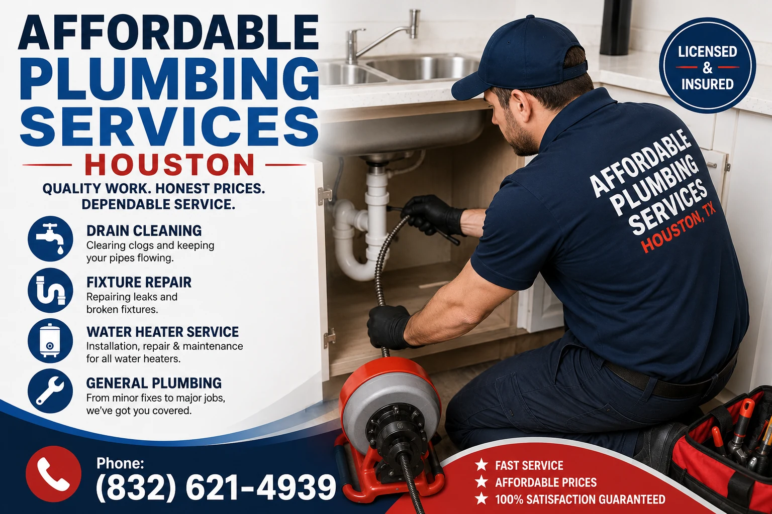 Drain Cleaning in Houston TX by Affordable Plumbing Services