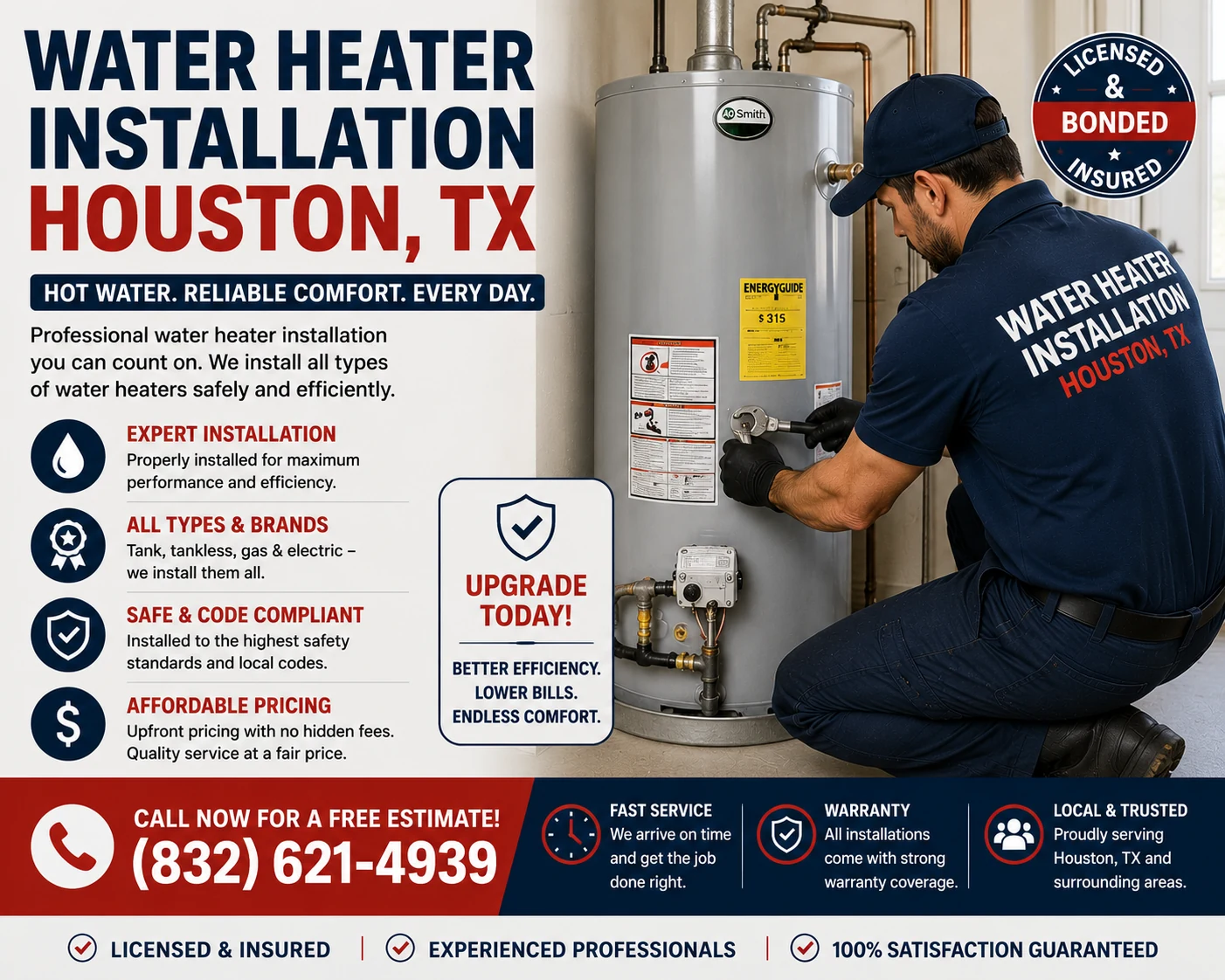 Water Heater Installation in Houston TX by Affordable Plumbing Services